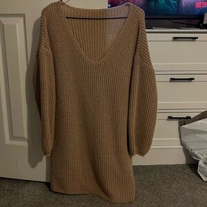 Small tan dress for fall worn once super soft on skin great with a bootie.